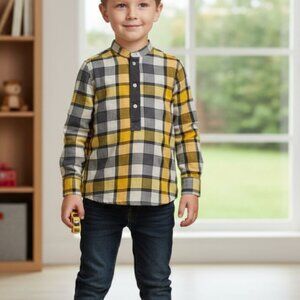 Pilar Batanero Boy's Popover Shirt Check Mock Neck Size 5